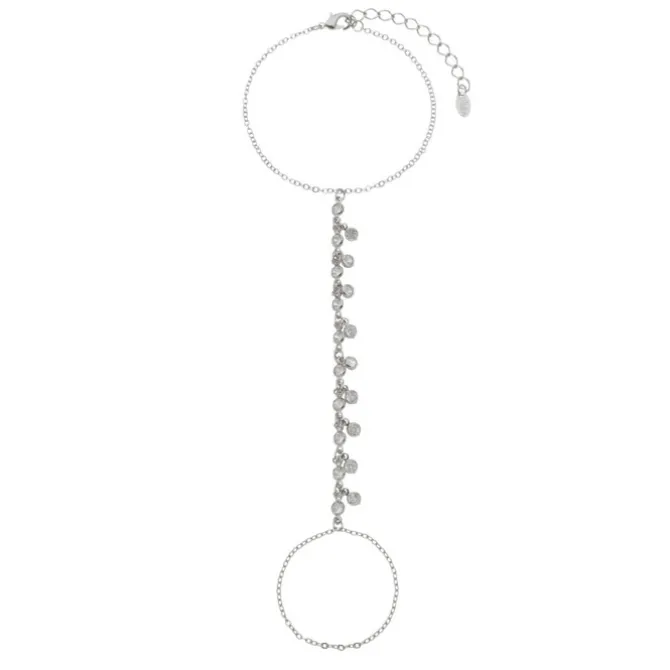 Pulseira de Mão Alice Zircônias Folheada em Ródio Branco