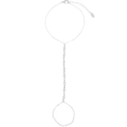 Pulseira de Mão Jamile Pontos de Luz Folheada em Ródio Branco