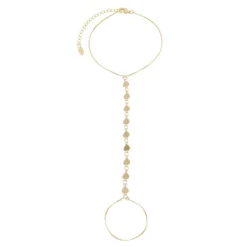 Pulseira de Mão Kitty Mini Corações Folheada a Ouro 18k