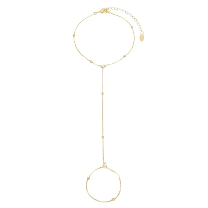 Pulseira de Mão Leila Mini Bolinhas Folheada a Ouro 18k