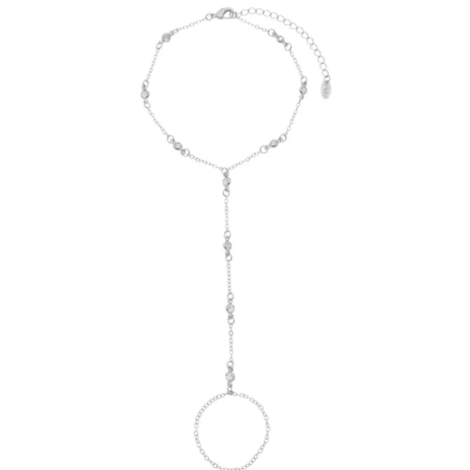 Pulseira de Mão Lia Zircônias Folheada em Ródio Branco