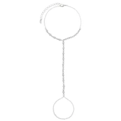 Pulseira de Mão Mayte Zircônias Folheada em Ródio Branco