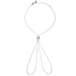 Pulseira de Mão Soraia Mini Medalhas Folheada em Ródio Branco