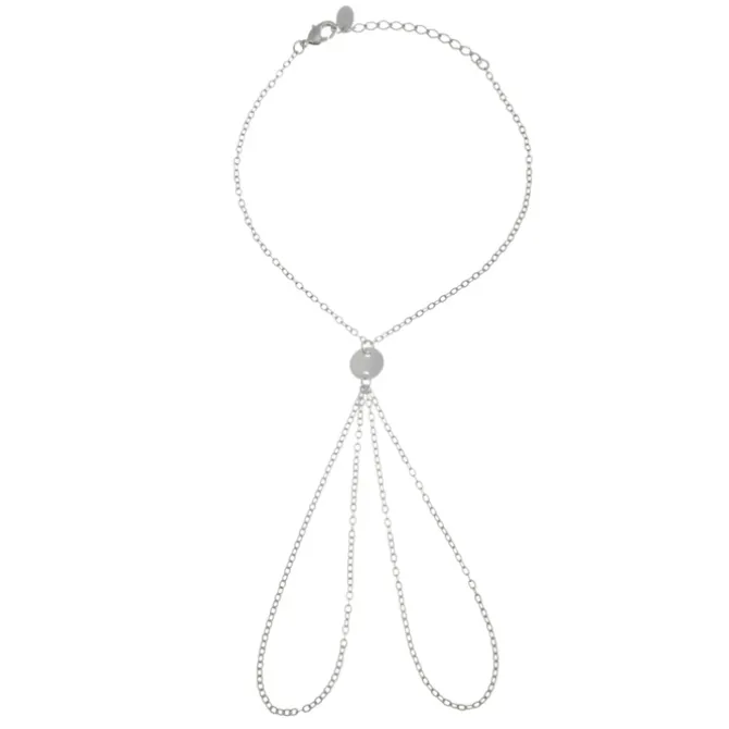 Pulseira de Mão Soraia Mini Medalhas Folheada em Ródio Branco