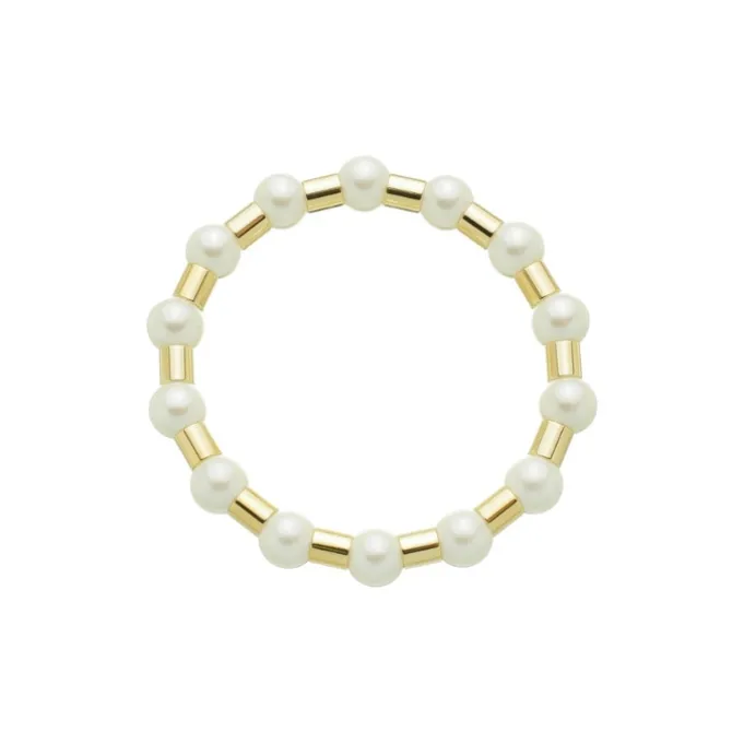 Pulseira de Pérolas Leonor Tubos Metal Folheado a Ouro 18k