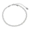 Pulseira Feminina Corrente Elos Trabalhada Folheada em Ródio Branco Lu