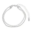 Pulseira Feminina Duas Voltas Cordão Baiano e Zircônias Folheada em Ródio Branco Meg