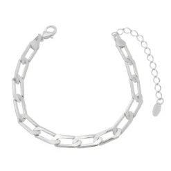 Pulseira Feminina Elos Folheada em Ródio Branco Natália