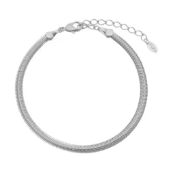 Pulseira Feminina Fernanda Malha Metal Fina Folheada em Ródio Branco