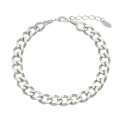 Pulseira Feminina Raiza Elos Grumet Folheada em Ródio Branco