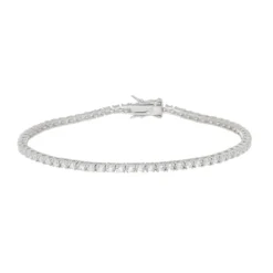 Pulseira Feminina Riviera Zircônias Prata 925 Banhada em Ródio Branco Eugene
