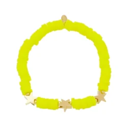 Pulseira Feminina Star Fimos Amarelo Neon Estrela
