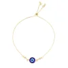 Pulseira Folheada a Ouro 18k Ajustável Olho Grego Ruby Zircônias Cristais