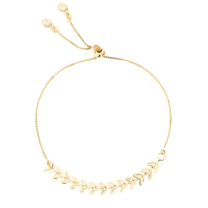 Pulseira Folheada a Ouro 18k Ajustável Kendal Folhinhas