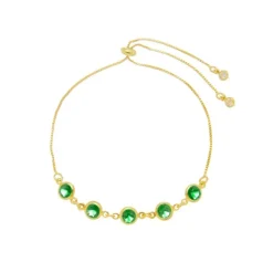 Pulseira Folheada a Ouro 18k Ajustável Zircônias Esmeralda Betina