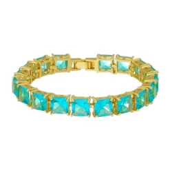 Pulseira Folheada a Ouro 18k Quadrada Zircônias Acqua Valéria
