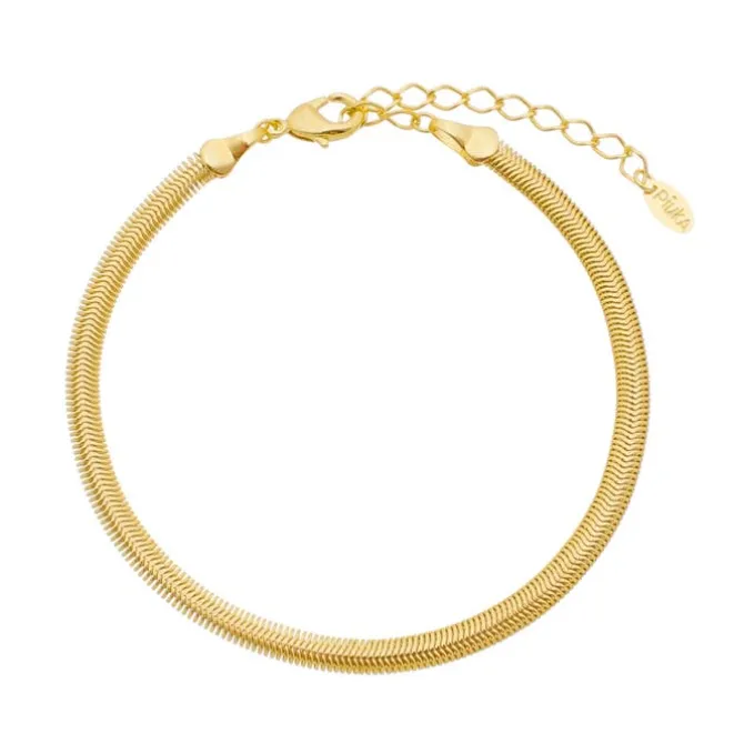 Pulseira Folheada a Ouro 18k Malha Metal Fina Fernanda