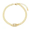 Pulseira Folheada a Ouro 18k Elos Grumet Zircônias Letizia