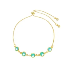 Pulseira Folheada a Ouro 18k Ajustável Zircônias Azul Betina