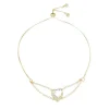 Pulseira Folheada a Ouro 18k Ajustável Coração Zircônias Cristal Breila