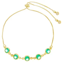 Pulseira Folheada a Ouro 18k Ajustável Zircônias Turmalina Betina