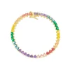 Pulseira Folheada a Ouro 18k Riviera Coração Zircônias Coloridas Beatriz