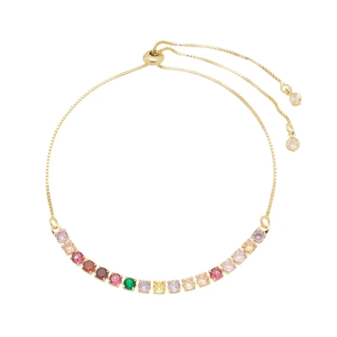 Pulseira Folheada a Ouro 18k Alissa Zircônias Coloridas Riviera