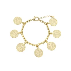 Pulseira Jade Medalhas Folheado a Ouro 18k