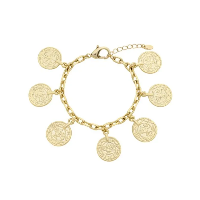 Pulseira Jade Medalhas Folheado a Ouro 18k