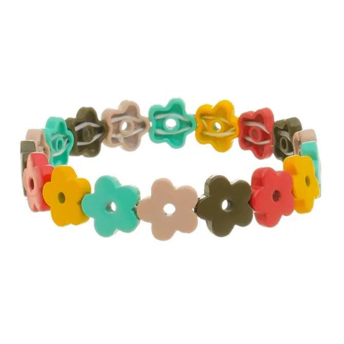 Pulseira Lara Flor Metal Tons de Verde
