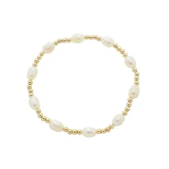 Pulseira Liz Pérolas de Água Doce Bolinhas Folheada a Ouro 18k