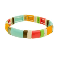 Pulseira Nena Retangulos Metal Verde Água