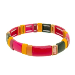 Pulseira Nena Retangulos Metal Pink