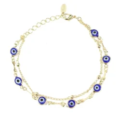 Pulseira Olho Grego 2 Voltas Folheada em Ouro 18k Cecília