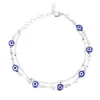 Pulseira Olho Grego 2 Voltas Folheada em Ródio Branco Cecilia