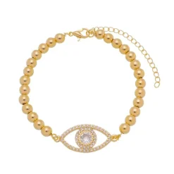 Pulseira Olho Grego Zircônias Folheada a Ouro 18k Rebeca