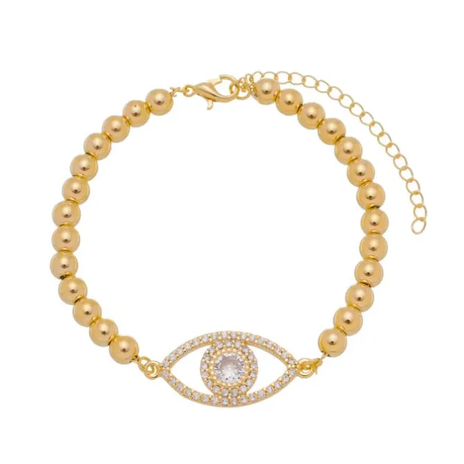 Pulseira Olho Grego Zircônias Folheada a Ouro 18k Rebeca