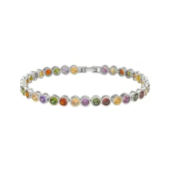 Pulseira Piuka Aimee Zircônias Coloridas Folheada em Ródio Branco