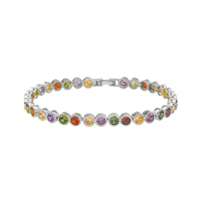 Pulseira Piuka Aimee Zircônias Coloridas Folheada em Ródio Branco