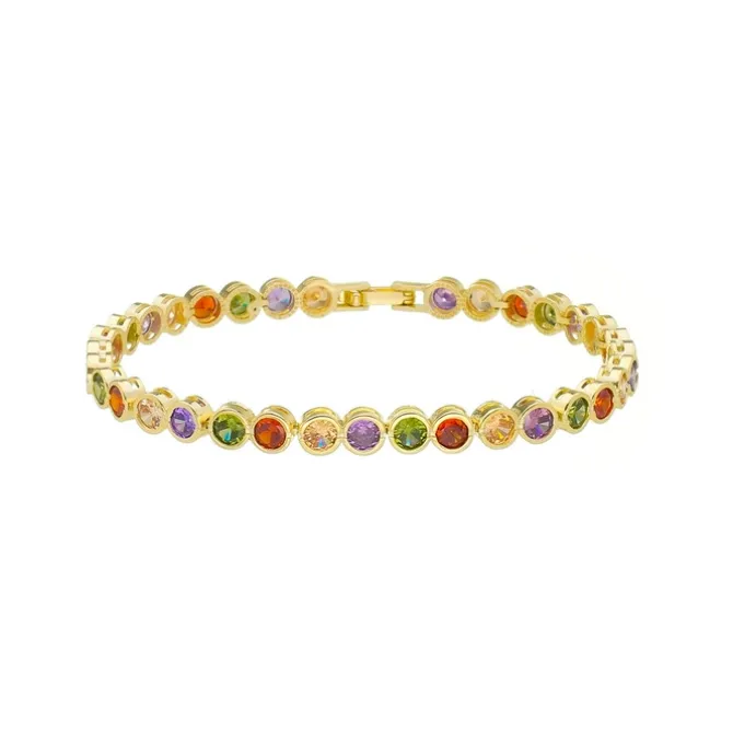 Pulseira Piuka Aimee Zircônias Coloridas Folheada a Ouro 18k