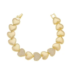 Pulseira Piuka Ana Coração Zircônias Folheada a Ouro 18k
