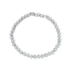 Pulseira Riviera Laura Zircônias Coração Folheada em Ródio Branco