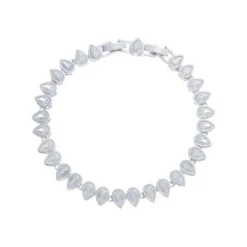 Pulseira Riviera Thais Zircônias Gota Folheada em Ródio Branco
