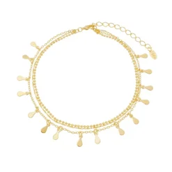 Tornozeleira Piuka 3 Correntes Antonella Mini Gotas Folheada a Ouro 18k