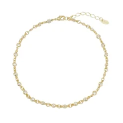 Tornozeleira Piuka Mari Zircônias Cristal Folheada a Ouro 18k