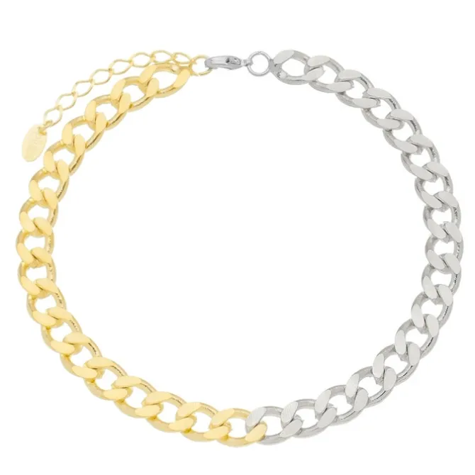 Tornozeleira Piuka Raiza Folheada a Ouro 18k e Folheada em Ródio Branco