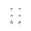 Trio de Brinco Princess Zircônias Acqua Folheado a Ouro 18k