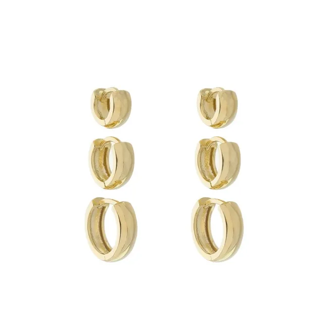 Trio de Brincos Ana Livia Folheado a Ouro 18k