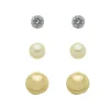 Trio de Brincos Ana Pérola e Zircônia Folheado a Ouro 18k