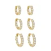 Trio de Brincos Argolinha Milly Zircônias Folheado a Ouro 18k